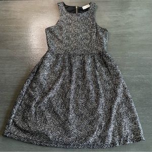 NWT Altar’d State Black Gold Metallic Full Skirt Mini Dress Small